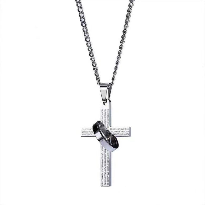 Men's Fashion Cross Simple Hip Hop Disco Titanium Steel Pendant
