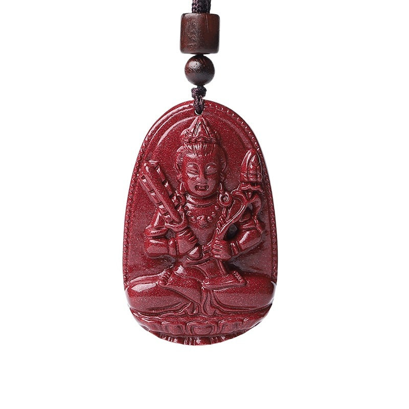 Men's Natural Raw Ore Cinnabar Native Buddha Pendant