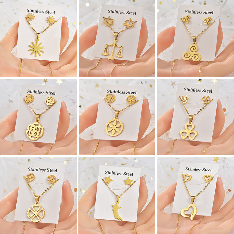 Titanium Steel Ear Stainless Two-piece Unisex Earrings