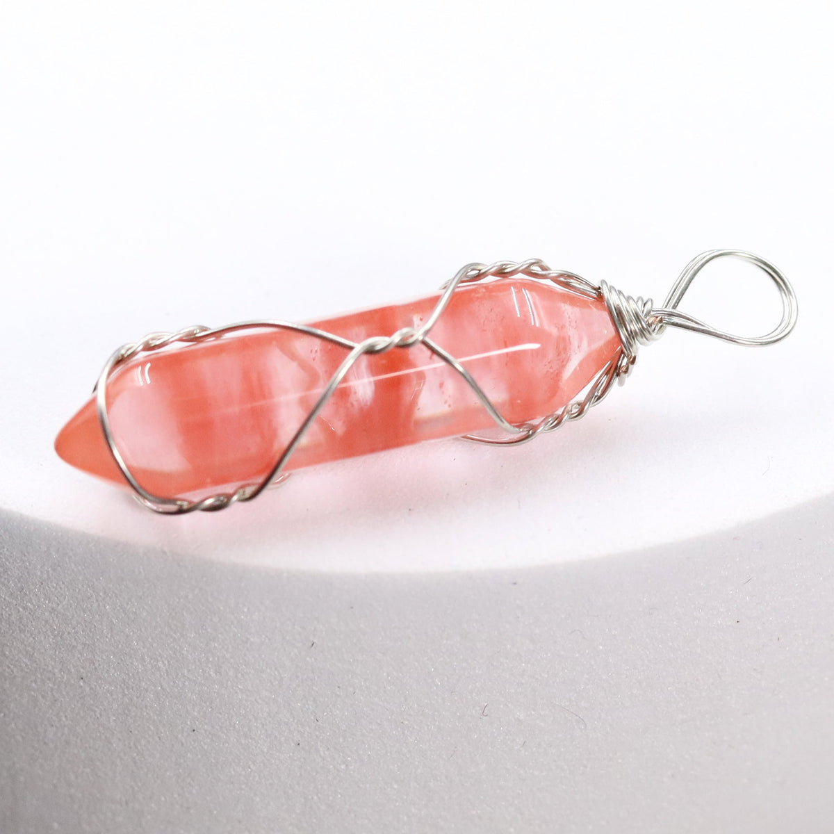 Pink Crystal Winding Hexagon Prism Handmade Pendants