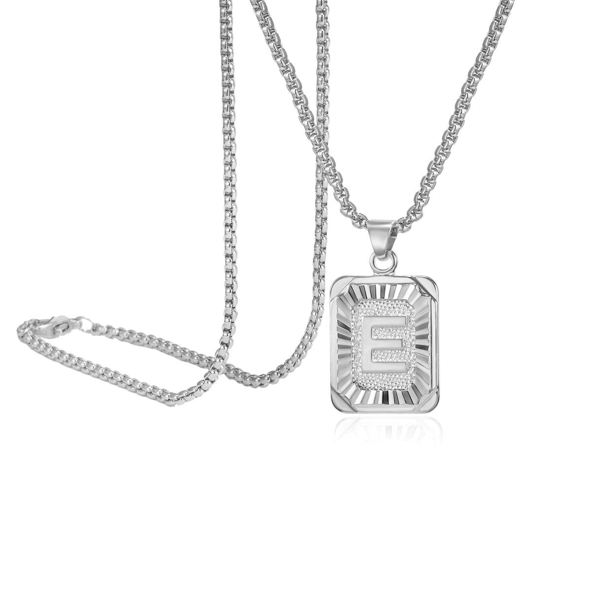 P Square Plate Clavicle Chain Neck Sier Pendants