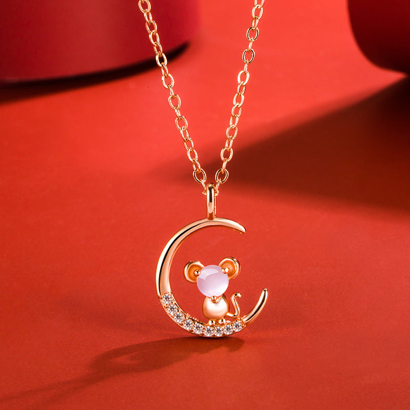 Women's Korean Style Ross Chinese Zodiac Rose Gold Pendant