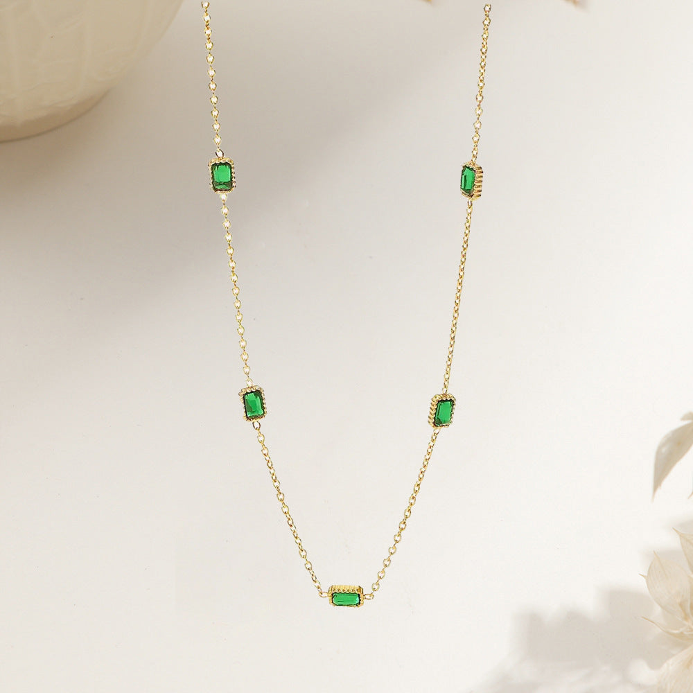 Women's Simple Small Waist Titanium Steel For Emerald Cold Style Necklaces