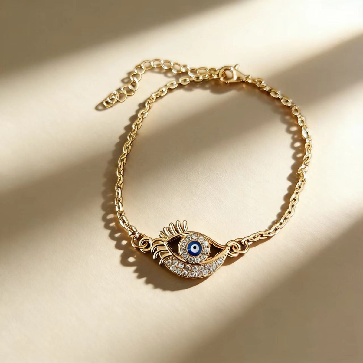 Eye Lucky Guardian Diamond Eyelash Blue Hand-woven Adjustable Bracelet