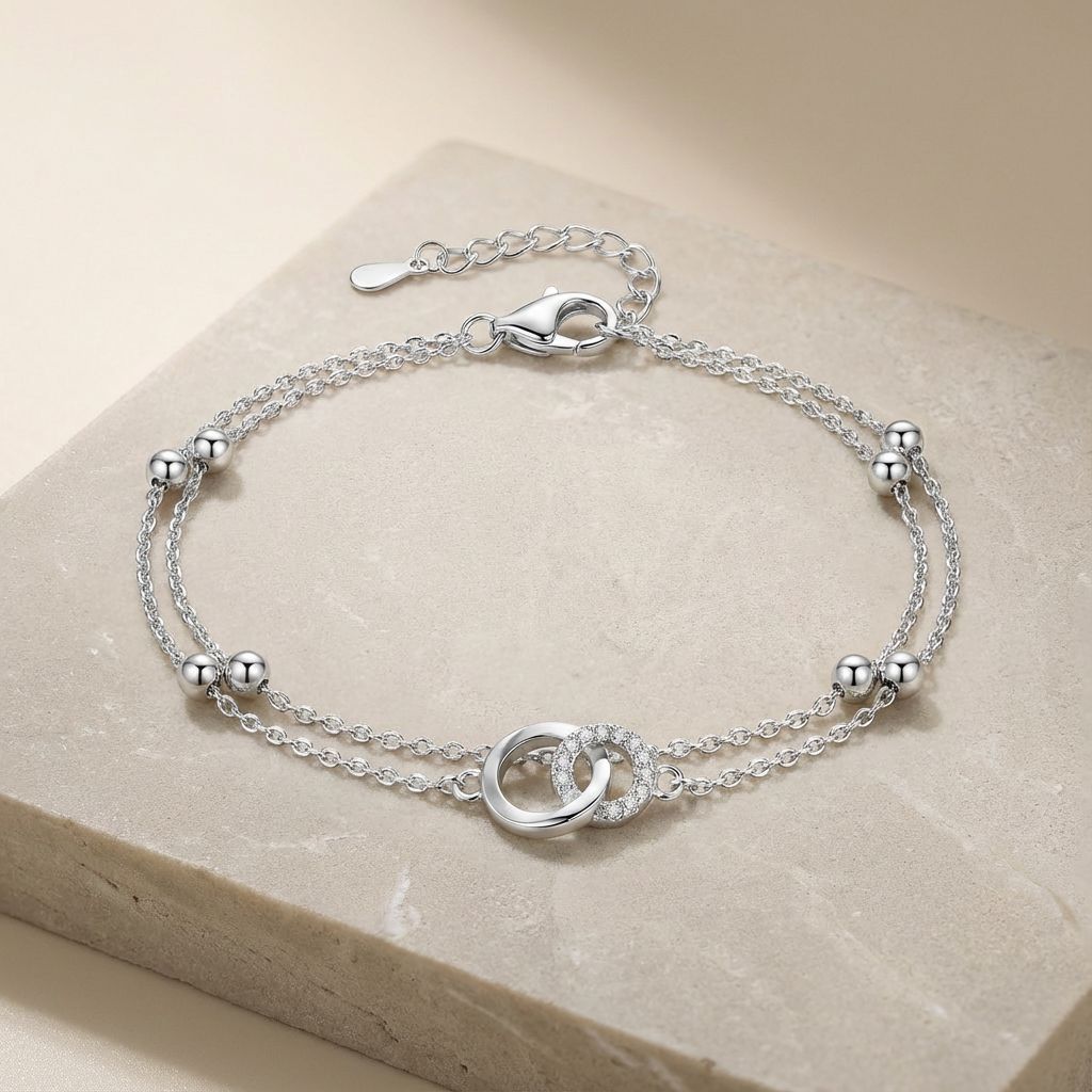 Wind Double Spacer Beads Layer Female Personality Fashion Shining Diamond Bracelet
