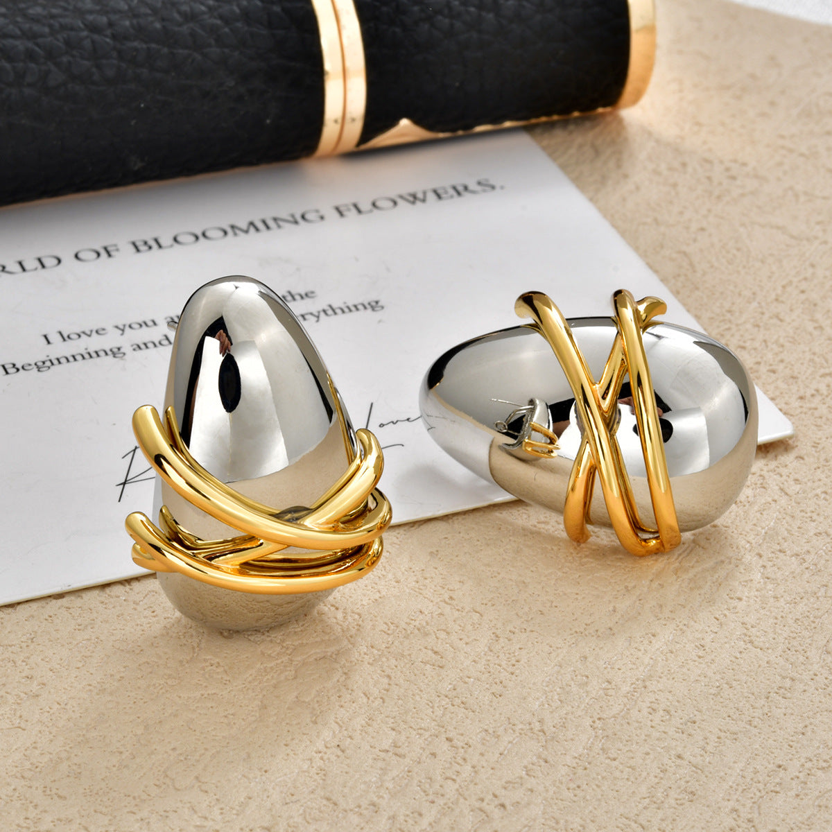Contrast Color Ear Frosty Style Simple Fashionable Stud Earrings