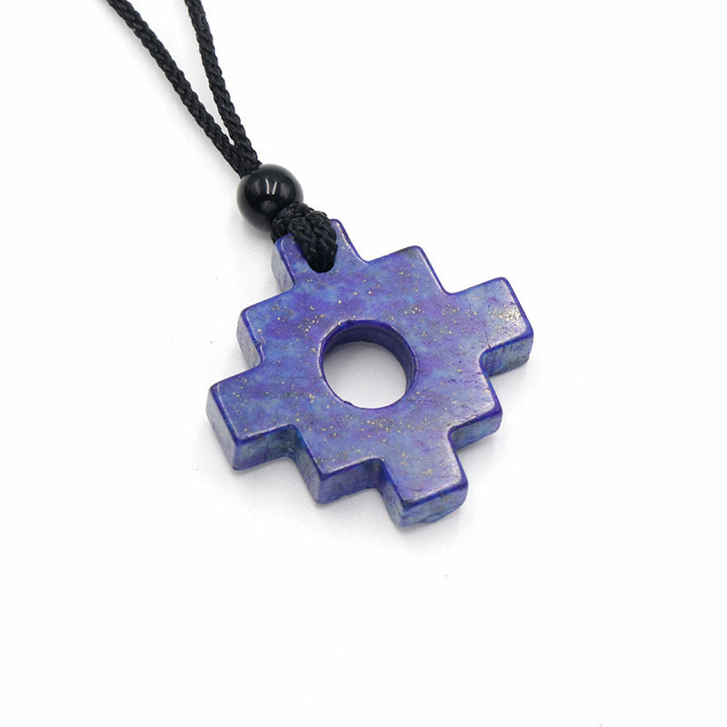 Natural Amethyst Green Aventurine Tigereye Cross Stone Gear Batch Pendants