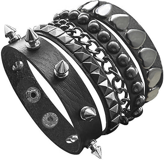 Wide Domineering Personalized Rivet Punk Street Bracelet