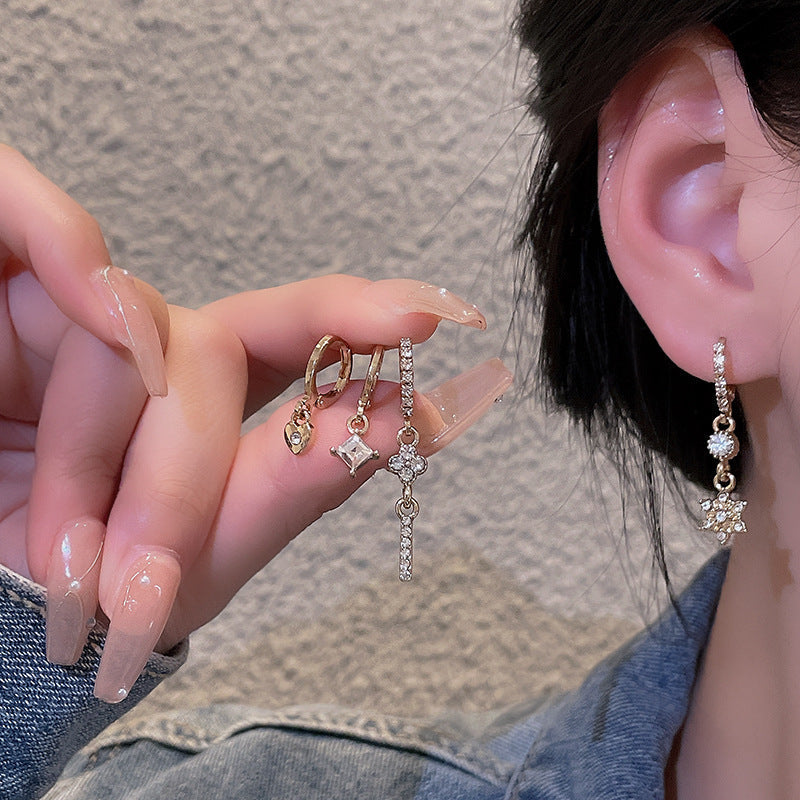 Sier Needle Light Luxury Minority Ear Clip Female Fashion Earrings