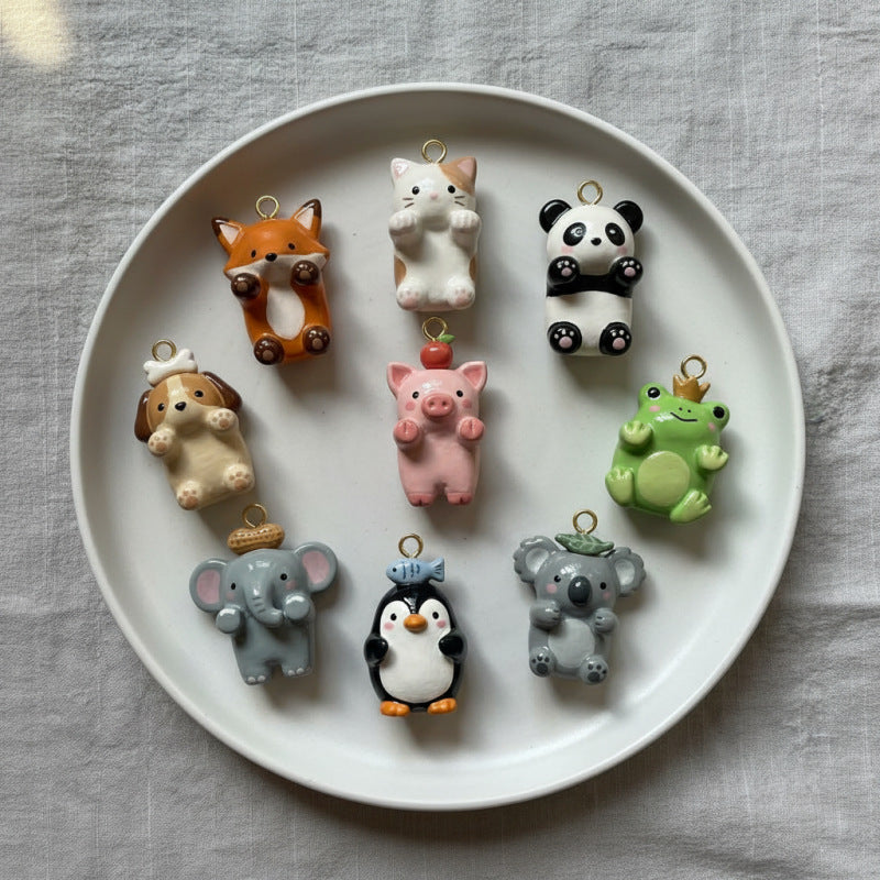 Simple Cartoon Small Animal Series Fox Kitten Frog Pendants
