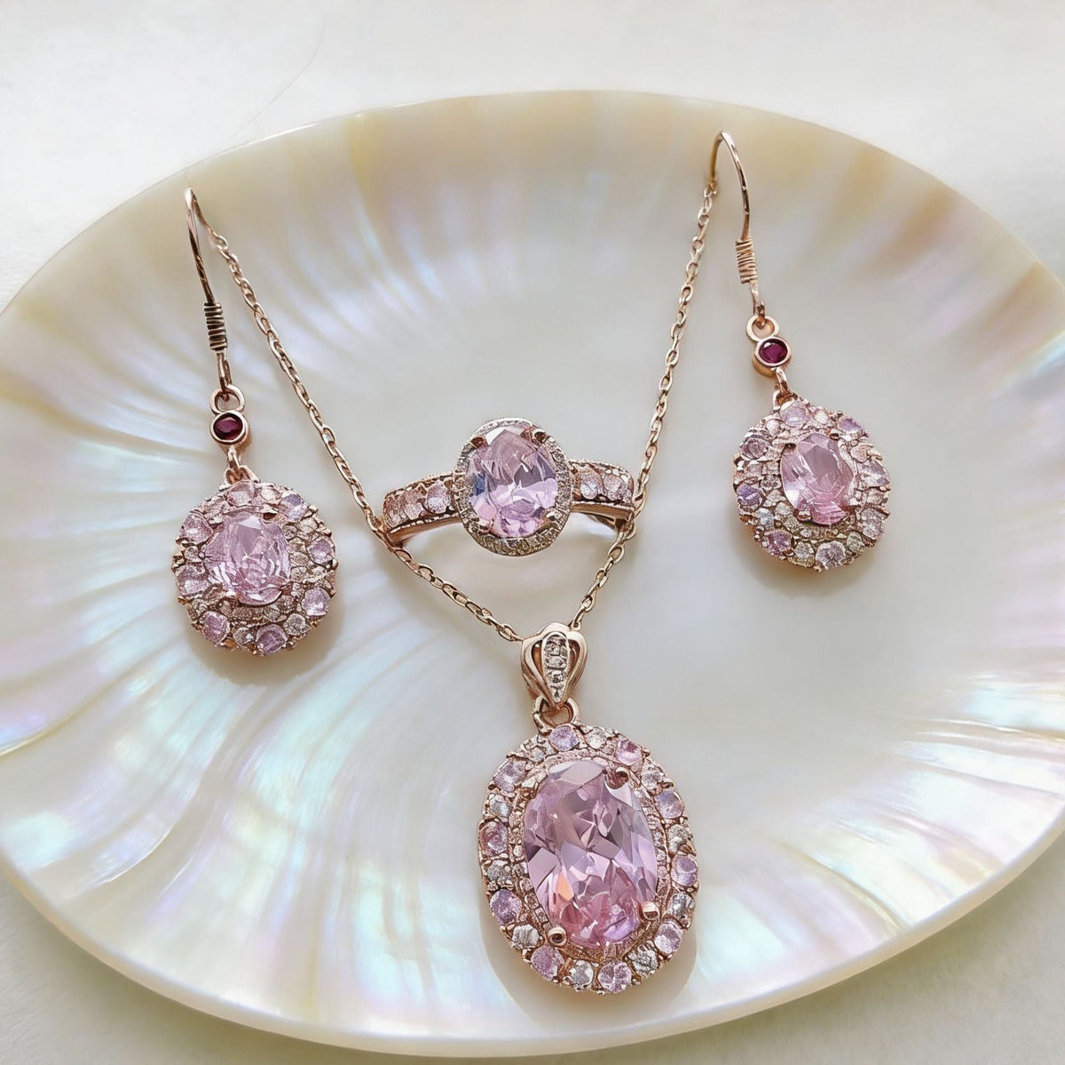 Women's Luxury Pink Diamond Argyle Big For With Colored Jewelry Set