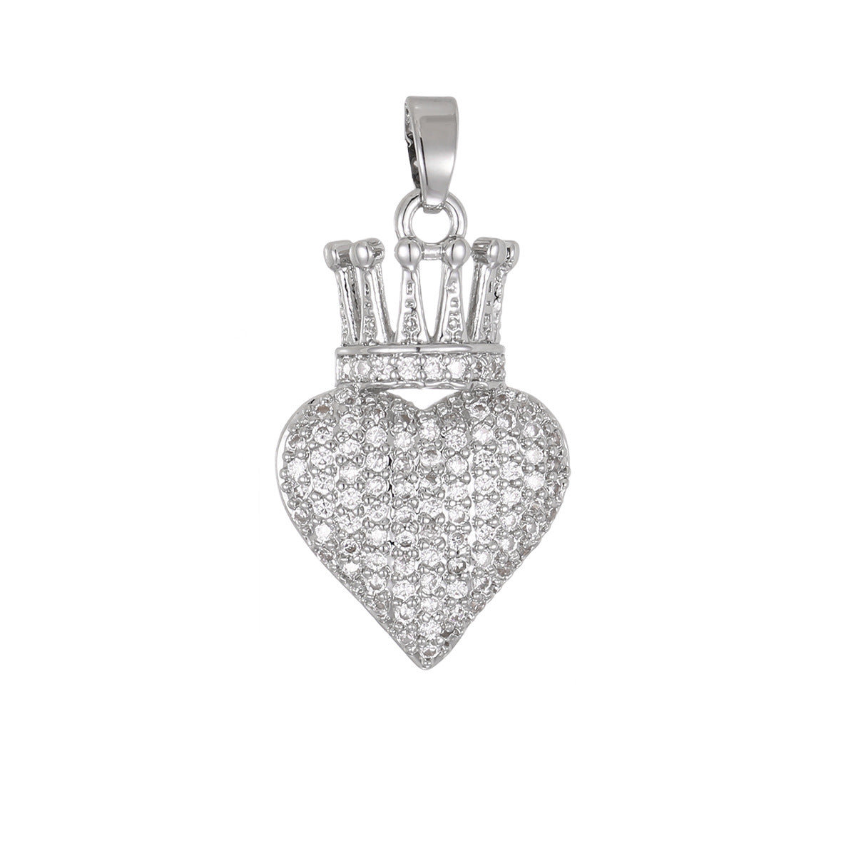 Copper Plated Gold Loving Heart Zircon Crown Clavicle Chain Rhinestone Pendant