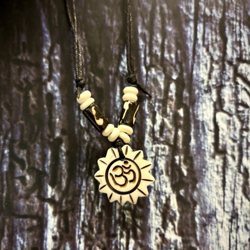 Nepal Yak Bone Hand Carved Six Pendant