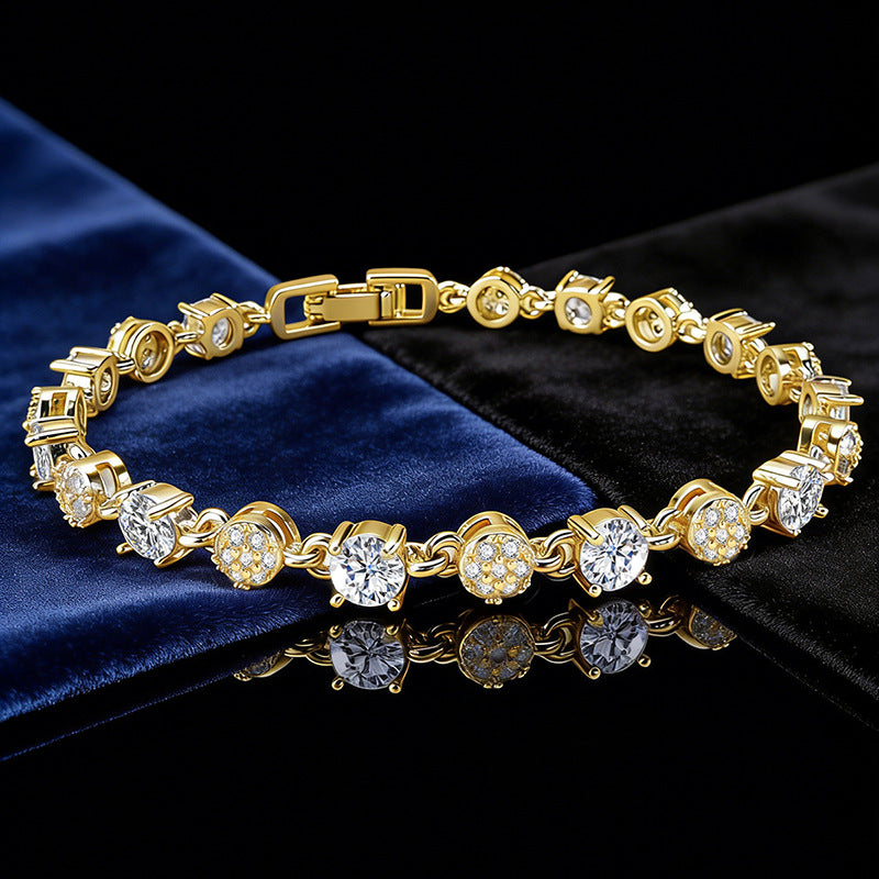 Women's Zircon Fashion Design Light Luxury Chain Gold Bracelet