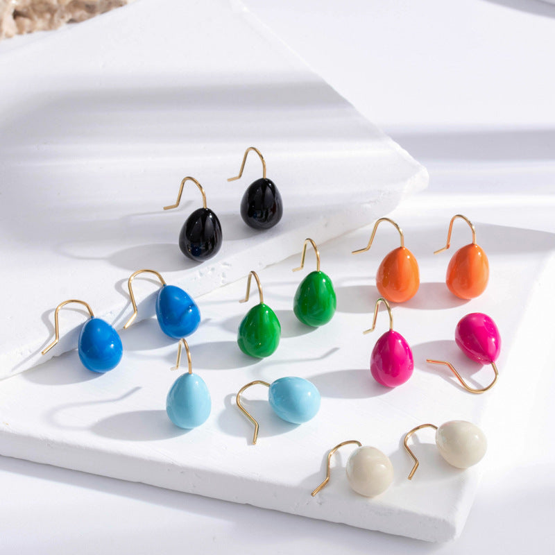 Temperament Candy Color Stainless Simple Exquisite Earrings