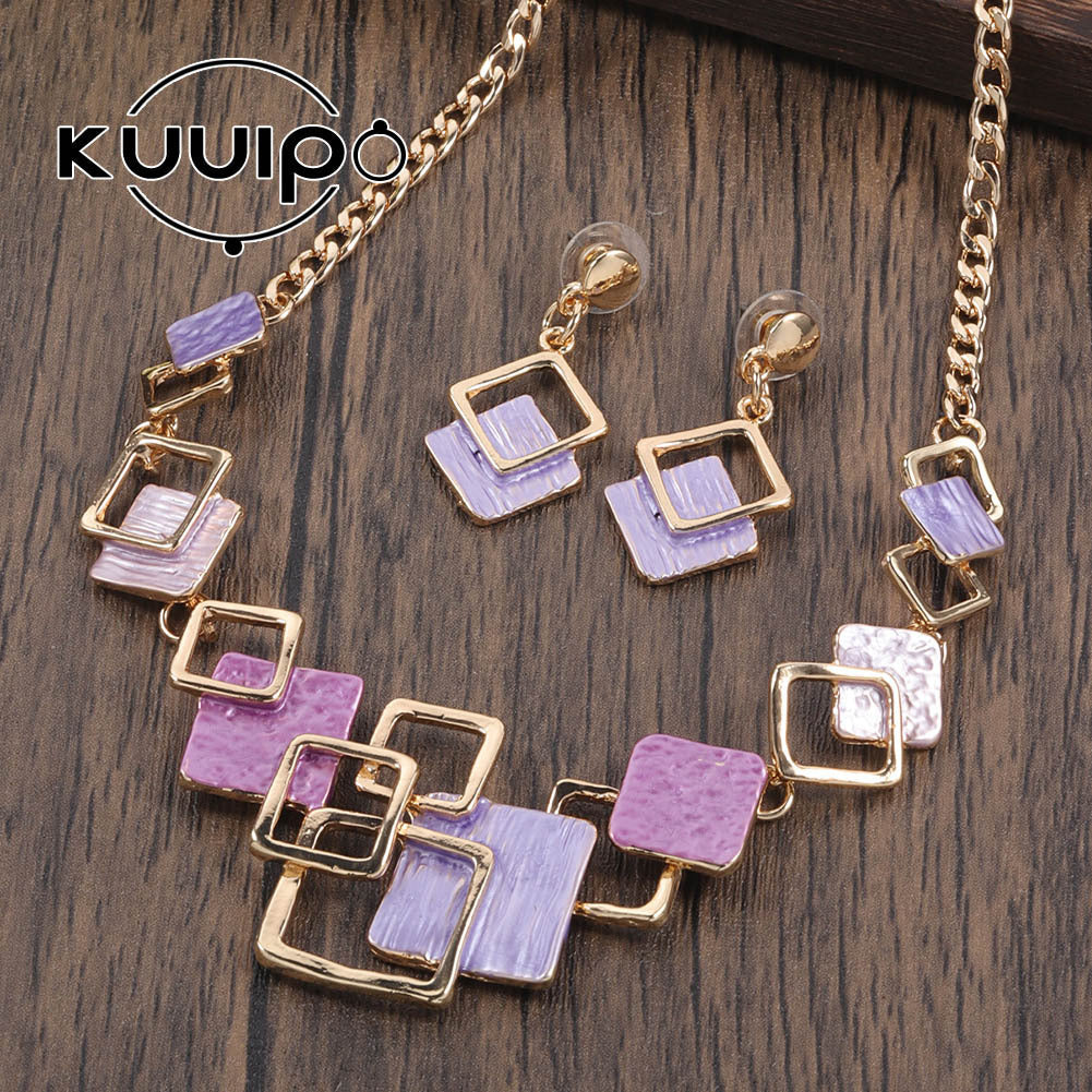 Suite Zinc Alloy Geometric Square Colorful Oil Hollow High Sense Earrings