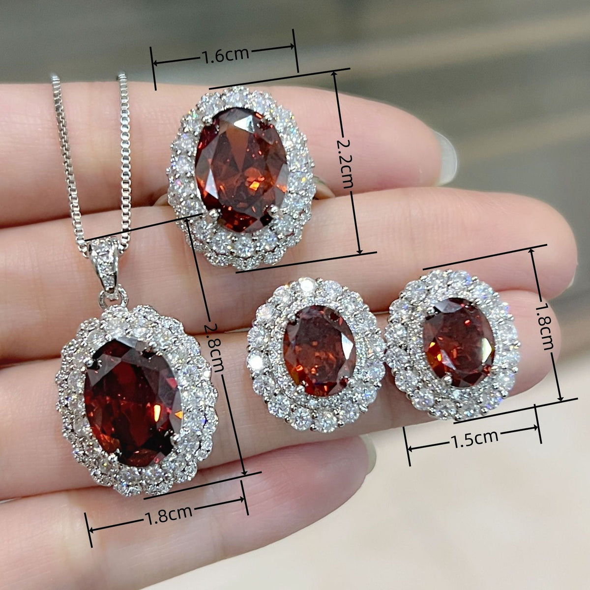 Sunflower Wool Diamond Zircon Red Yellow Purple Pink Champagne Rhinestone Jewelry Set