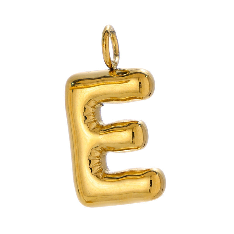 Chubby Bubble English Letter Titanium Steel Gold Pendant