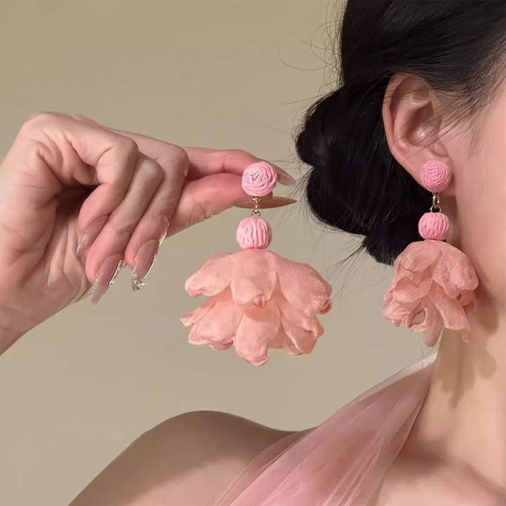 Women's Super Fairy Blue Grenadine Flower Light Luxury High-grade Elegant Stud Earrings