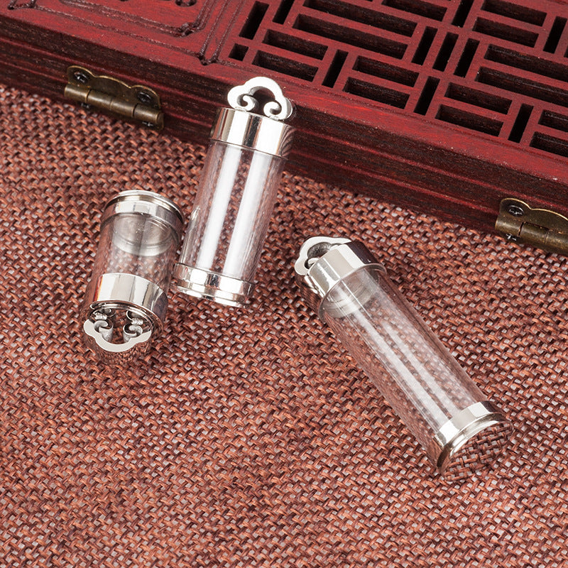 Steel Bottle Charm Tube Shell Can Hold Cinnabar Scriptures Pendant