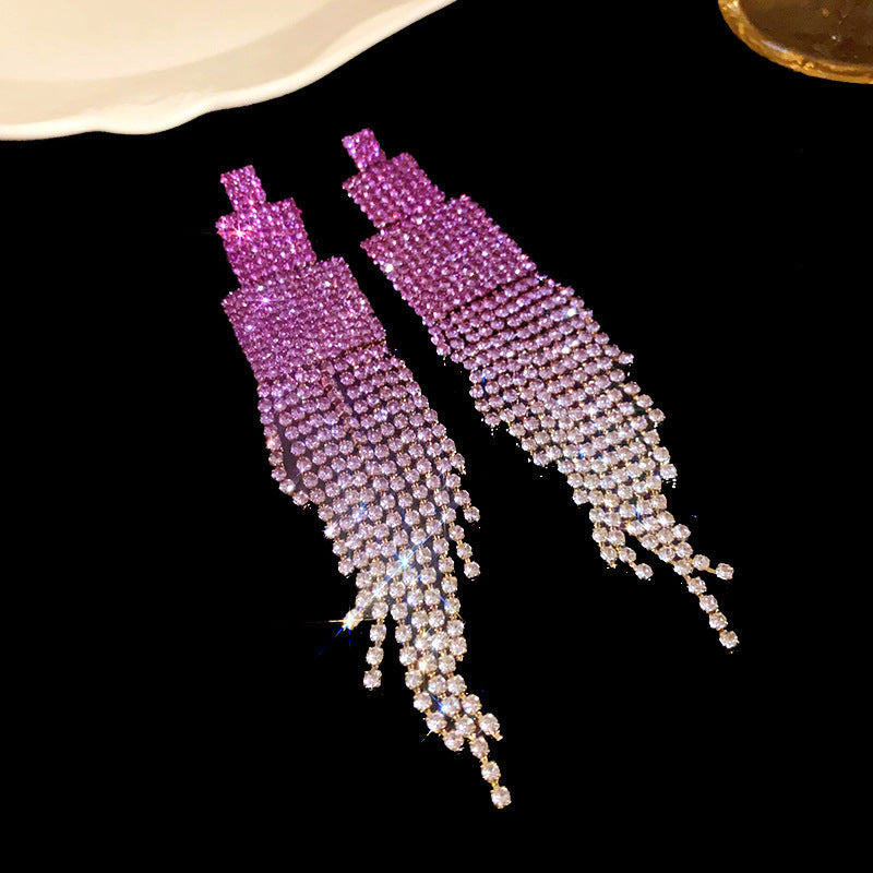 French Royal Style Zircon Geometric Flower Light Luxury High-grade Earrings