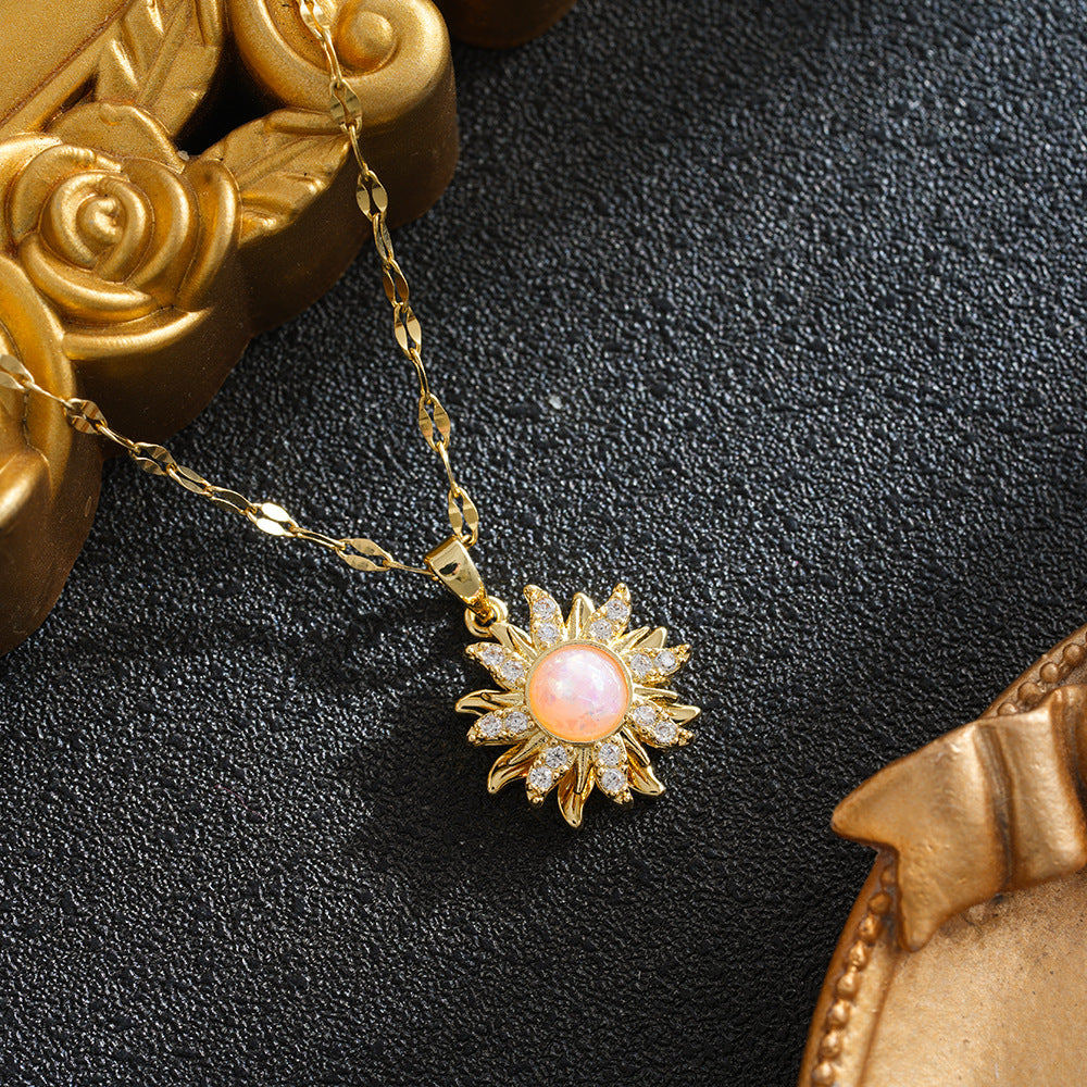 Women's Rotating Exquisite Sunflower Light Luxury Minority Necklaces