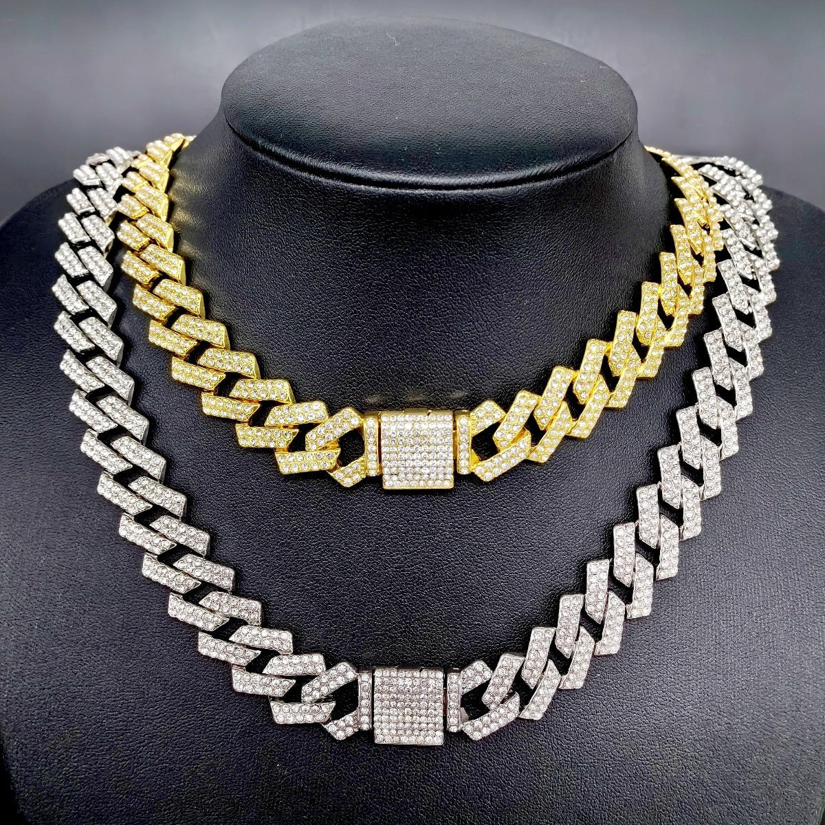 Link Chain Diamond Flip Full Hip Necklaces