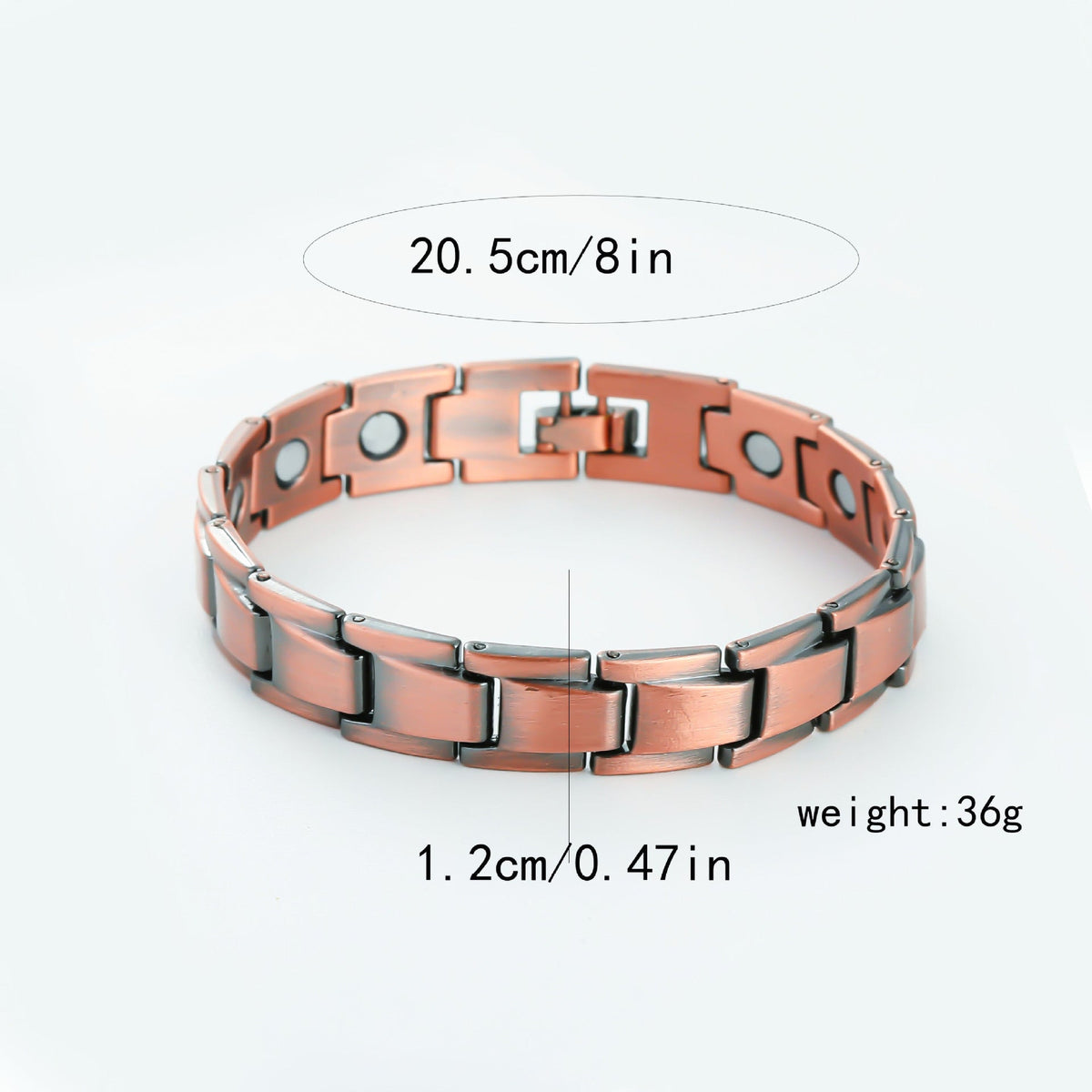 Men's Metal Bronze Magnet Retro Wide Row Full Adjustable Bracelet