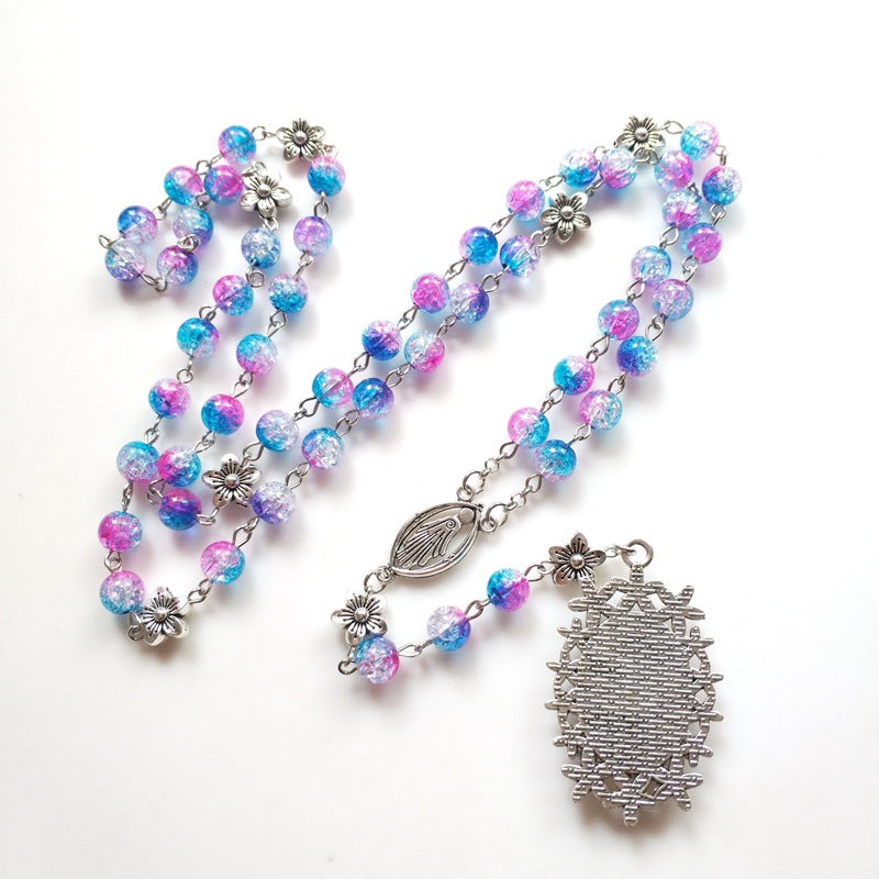 Women's Rainbow Floral Vintage Seven Bead Glass Alloy Necklaces