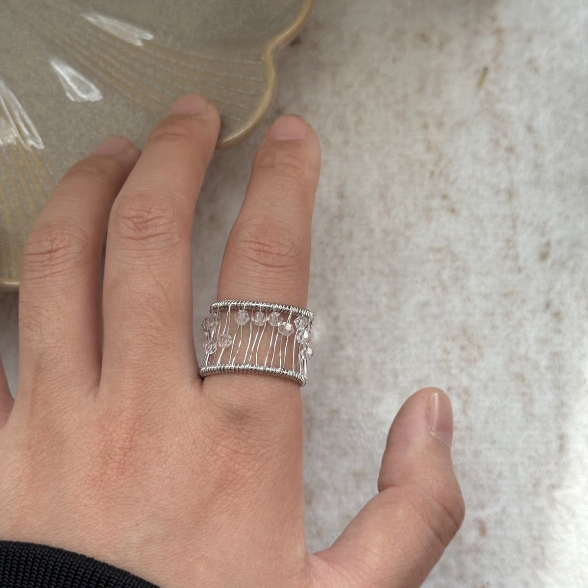 Women's Texture Collection Stylish Unique Temperament Twin Wear Rings