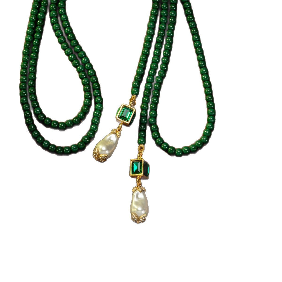 Emerald Square Sugar Sweater Chain Affordable Luxury Fashion High Sense Necklace