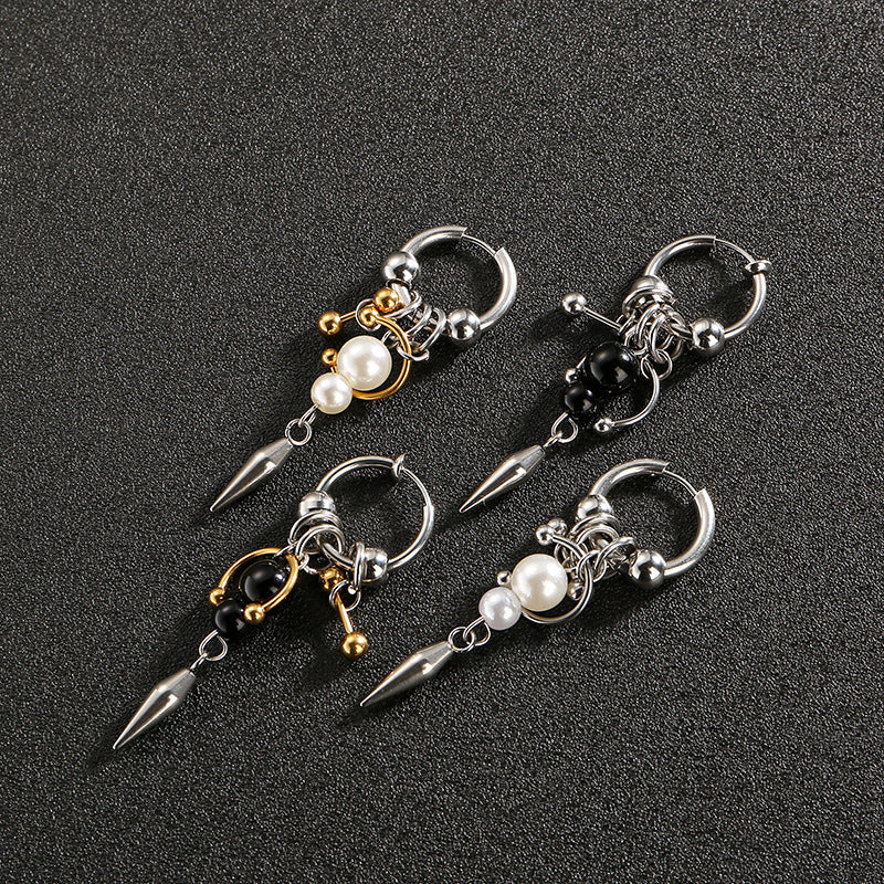 Pearl Tapered Gold Sier Color Niche Earrings