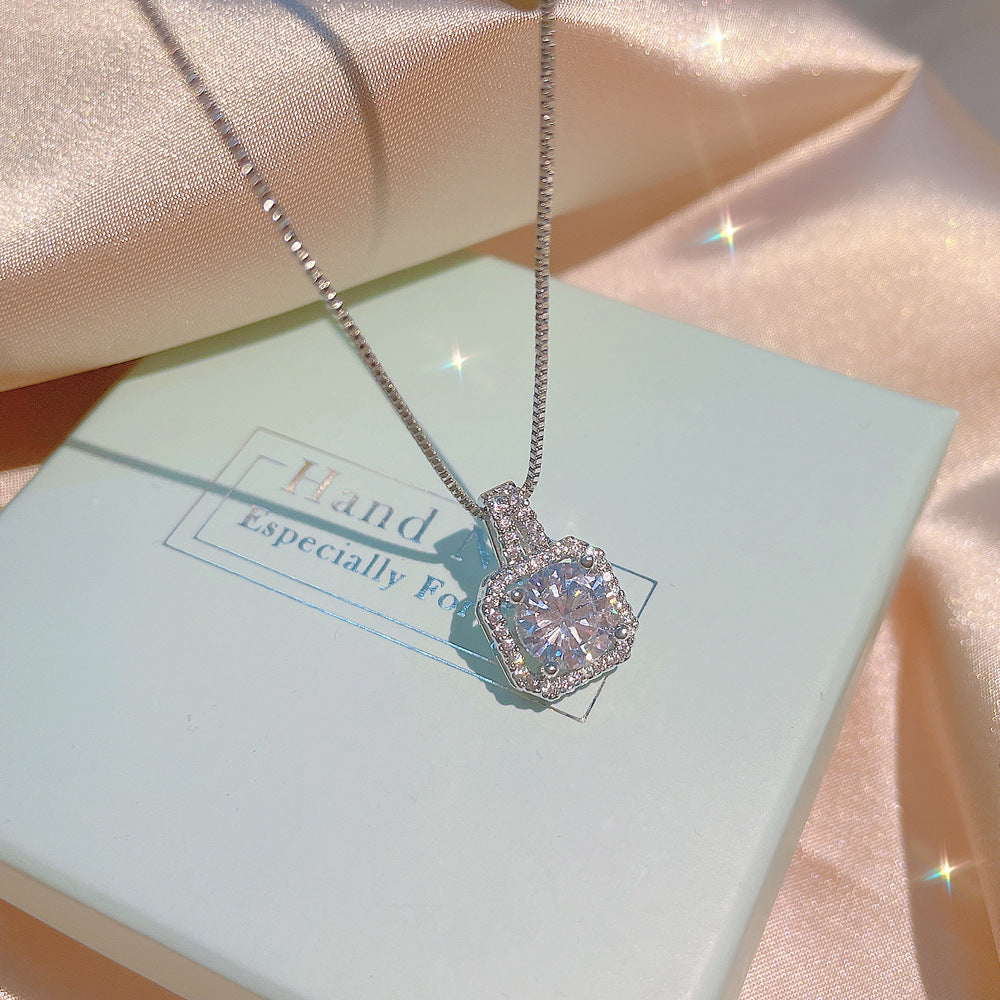 Square Diamond Clavicle Chain Simple High Pendants