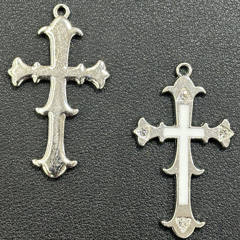 Graceful Oil Dripping Alloy Cross Jeweled Pendant