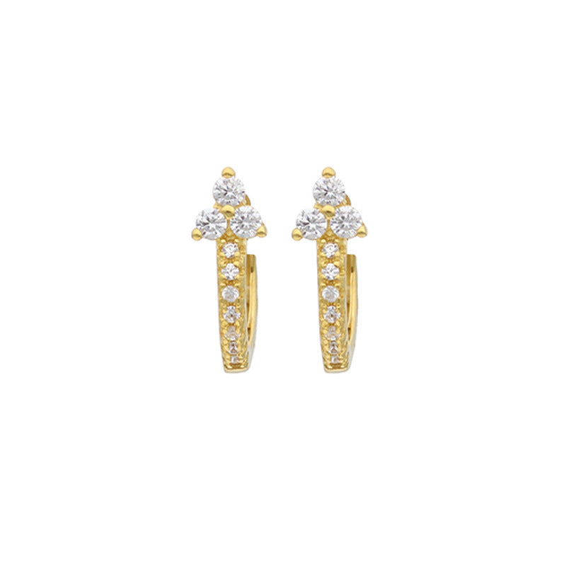 Simplicity Copper Inlaid Zircon Ear Of Rice Clip Versatile Earrings