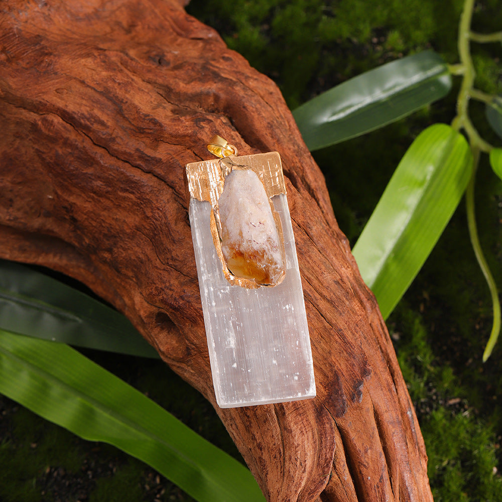 Square Model White Plaster Inlaid Crystal Pendant