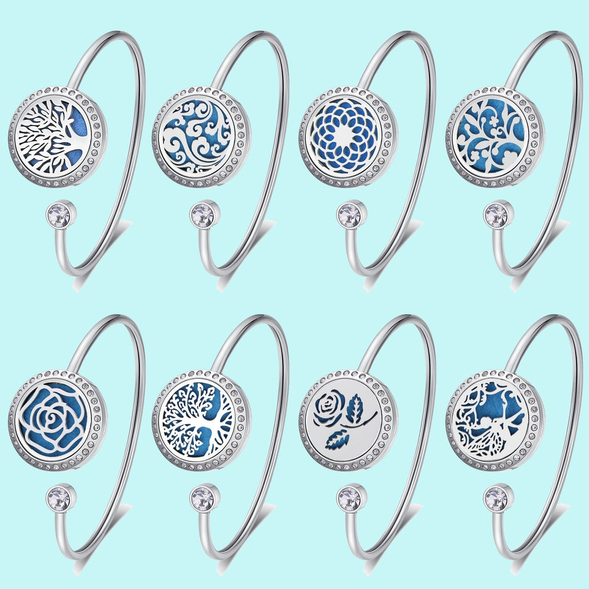 Diamond Essential Oil Titanium Steel Stainless Spring Hose Open Fragrance Bracelets