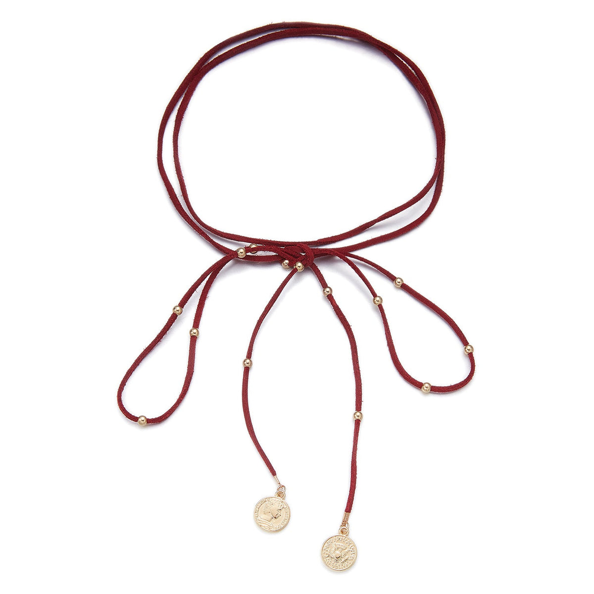 Women's Beaded Round Plate Long Neckband Niche High-grade Suede Jewelry Set