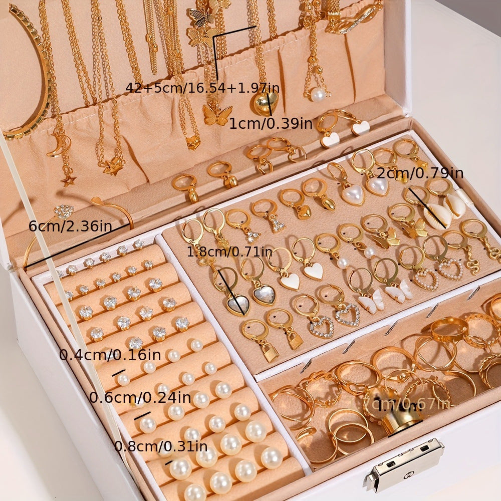 Butterfly Trendy Wild Love Heart-shaped Rhinestone Jewelry Set
