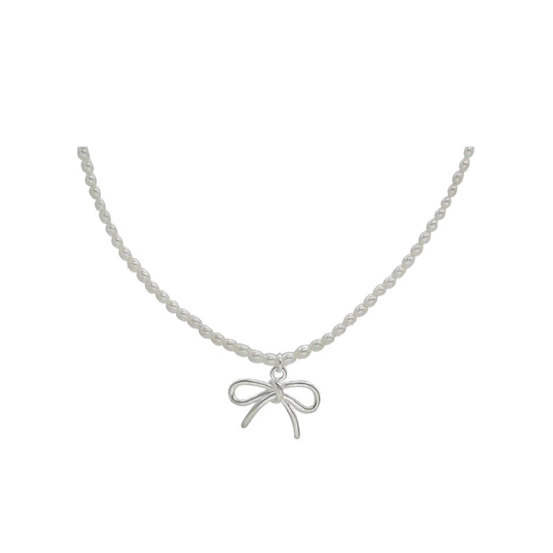 Women's Style Pearl Bow Small Beads Clavicle Chain High-grade Necklaces
