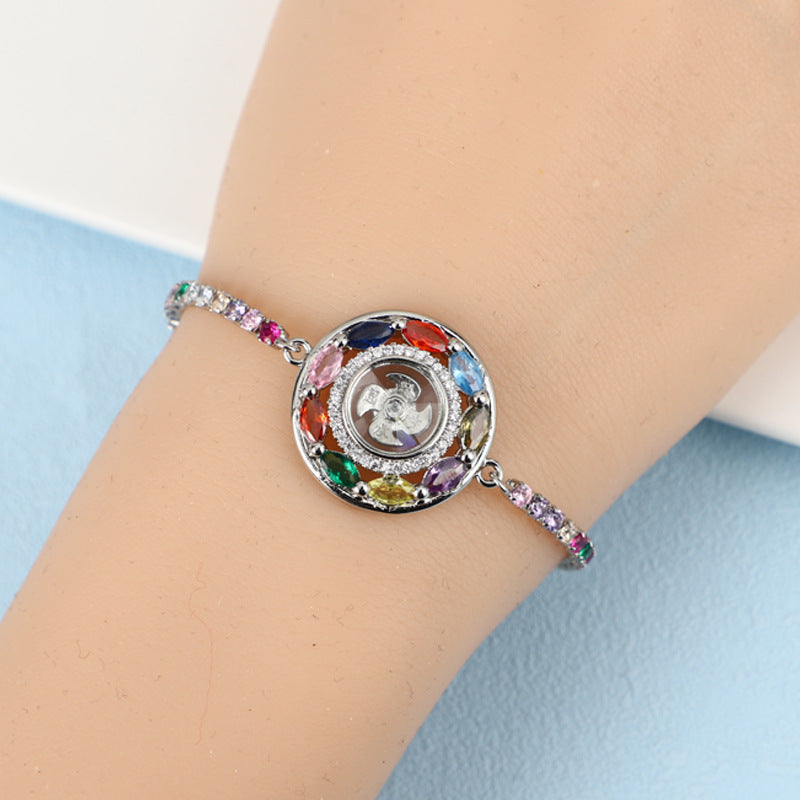 Color Retention Imitation Tourmaline Crystal Colorful Crystals Rotatable Bracelet