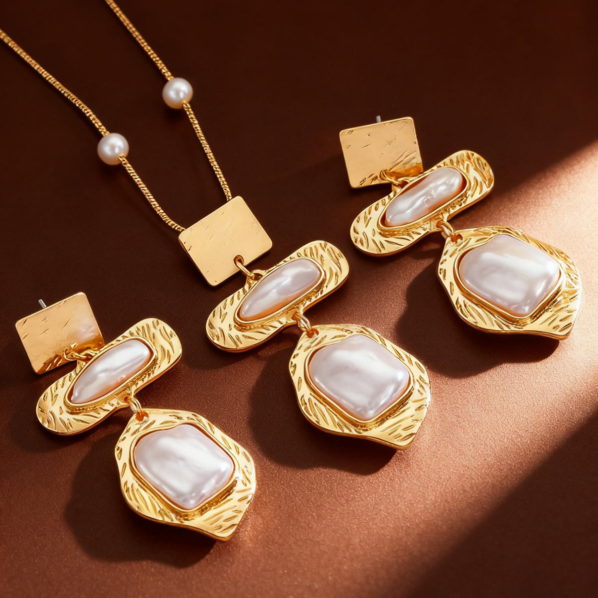 Ear Female Irregular Geometric Texture Design Jewelry Set