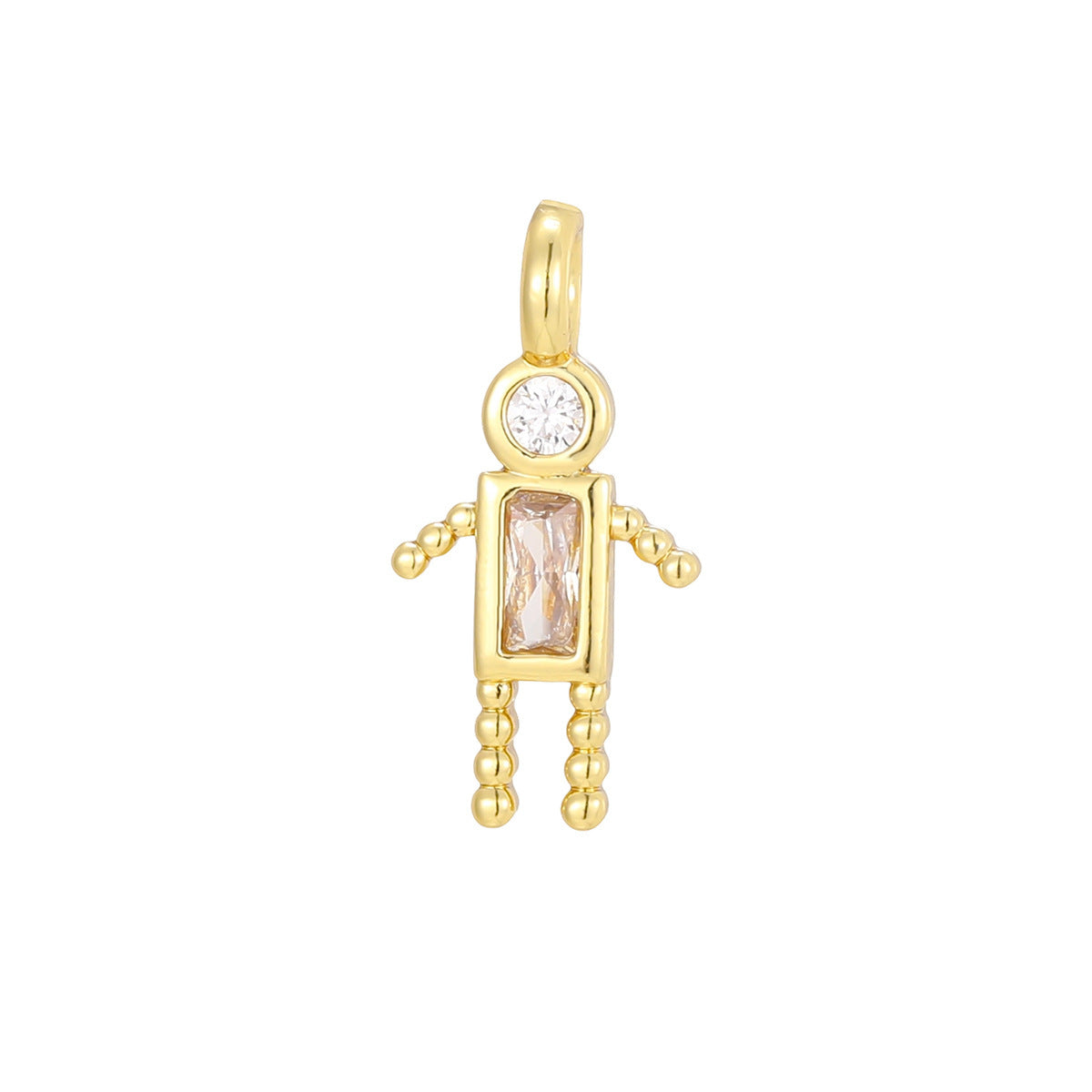 Boys Color Birthstone Gold Micro Inlaid Pendants