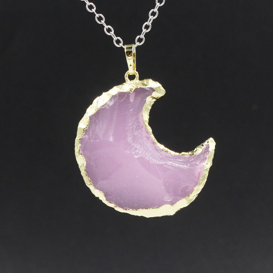 Star Moon Faceted White Crystal Obsidian Pendant