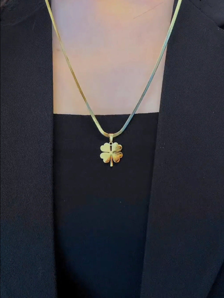 Women's Four-leaf Flower Titanium Steel For Affordable Luxury Necklace
