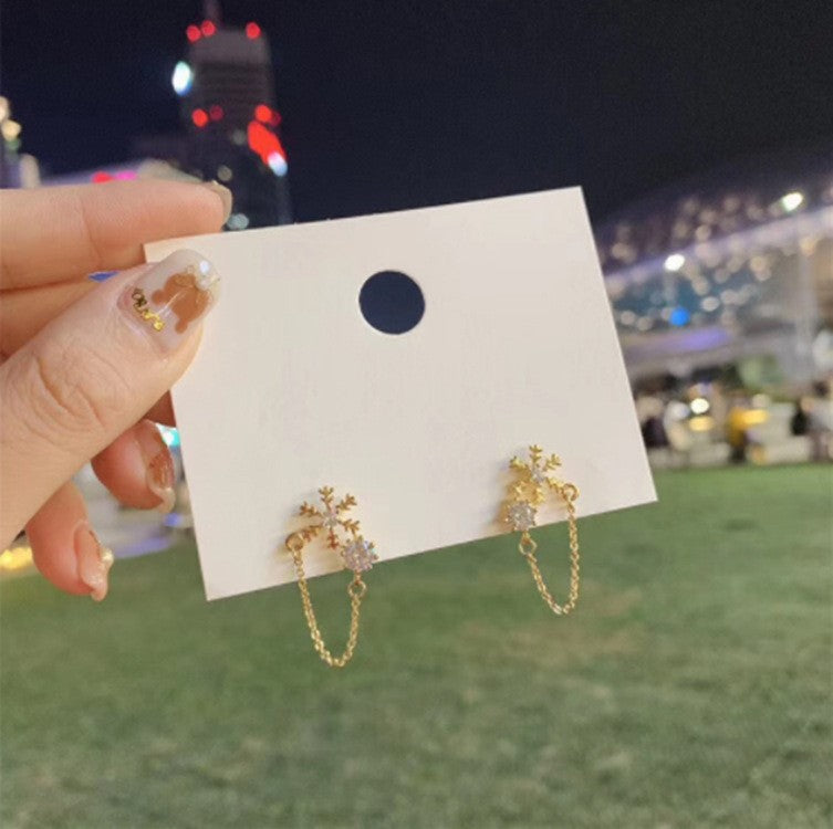Tassel High-grade Sier Needle Metal Light Luxury Pearl Rings