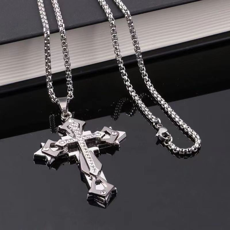 Boy's Trendy Diamond Cross Hip Hop Necklaces
