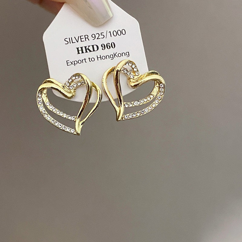 Sier Needle Exaggerated Geometric Metal Simple High-grade Love Big Rings