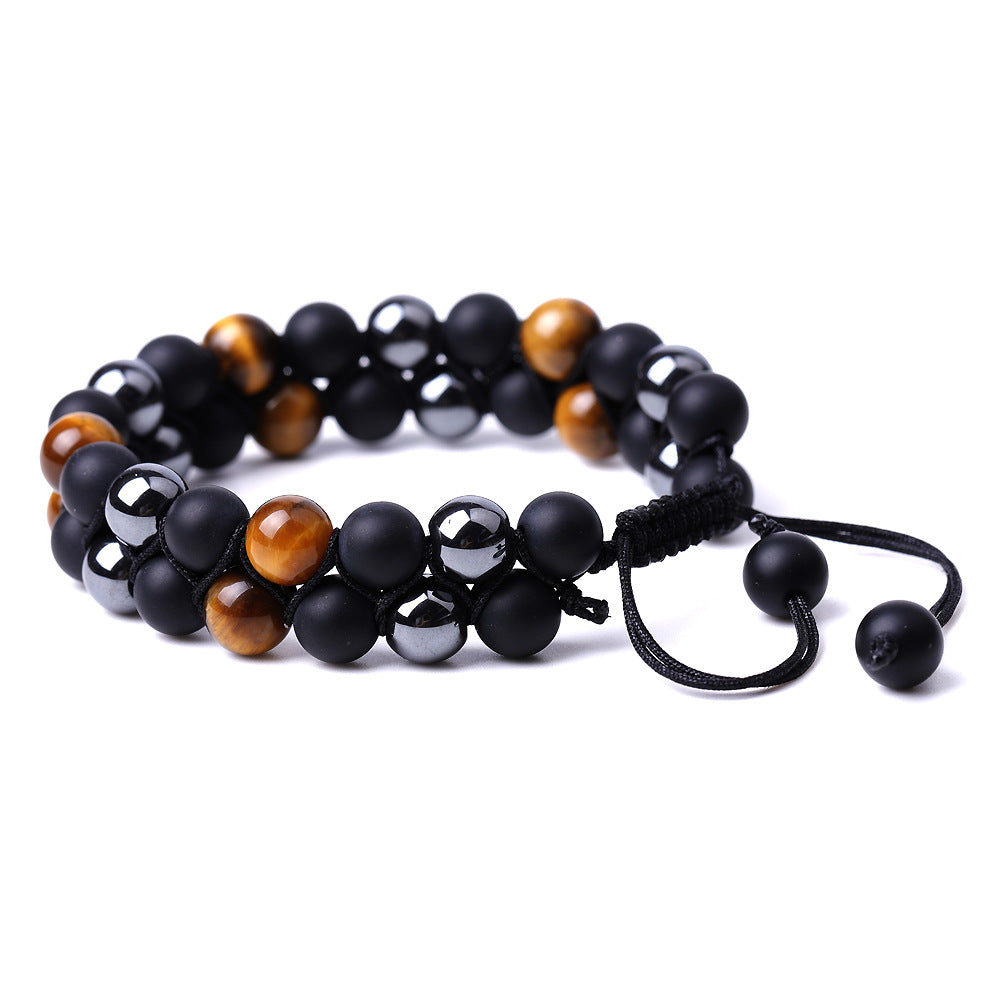 Men's Natural Tigereye Woven Black Magnet Yoga Bracelets