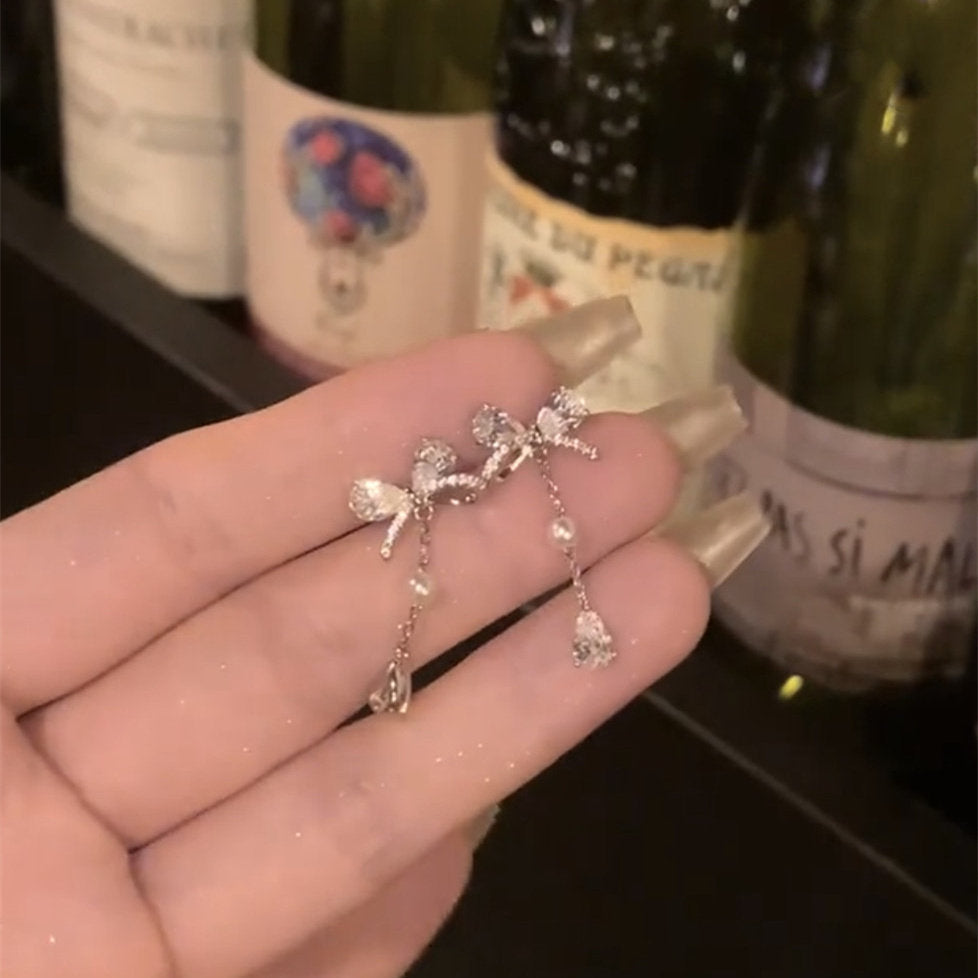 Zircon Four Leaf Clover Ear Light Luxury Minority Shining Delicate Stud Earrings